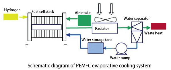 Schematic diagram of PEMFC evaporative cooling system